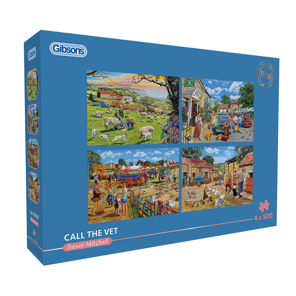 Call the Vet 4x 500 Piece Jigsaw Puzzle by Gibsons in blue retail box