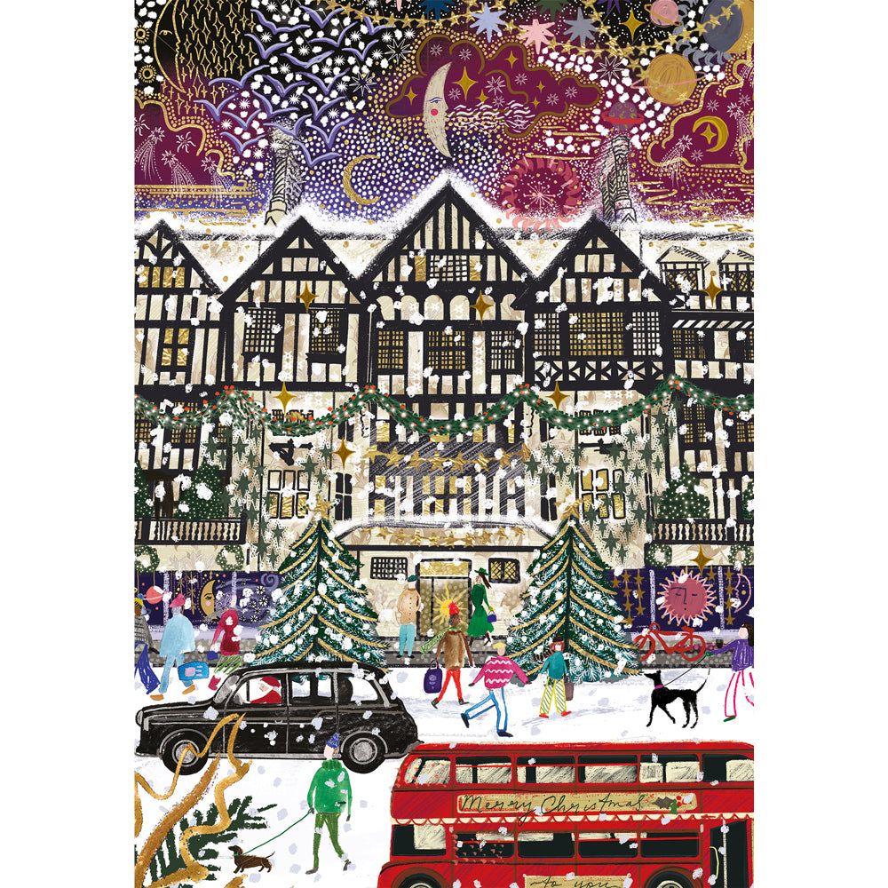 Gibsons Christmas in London 3x500 Gift Multi-box Shoppers in the Snow the Poster