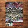 Gibsons Christmas in London 3x500 Gift Multi-box Shoppers in the Snow made up on wooden table