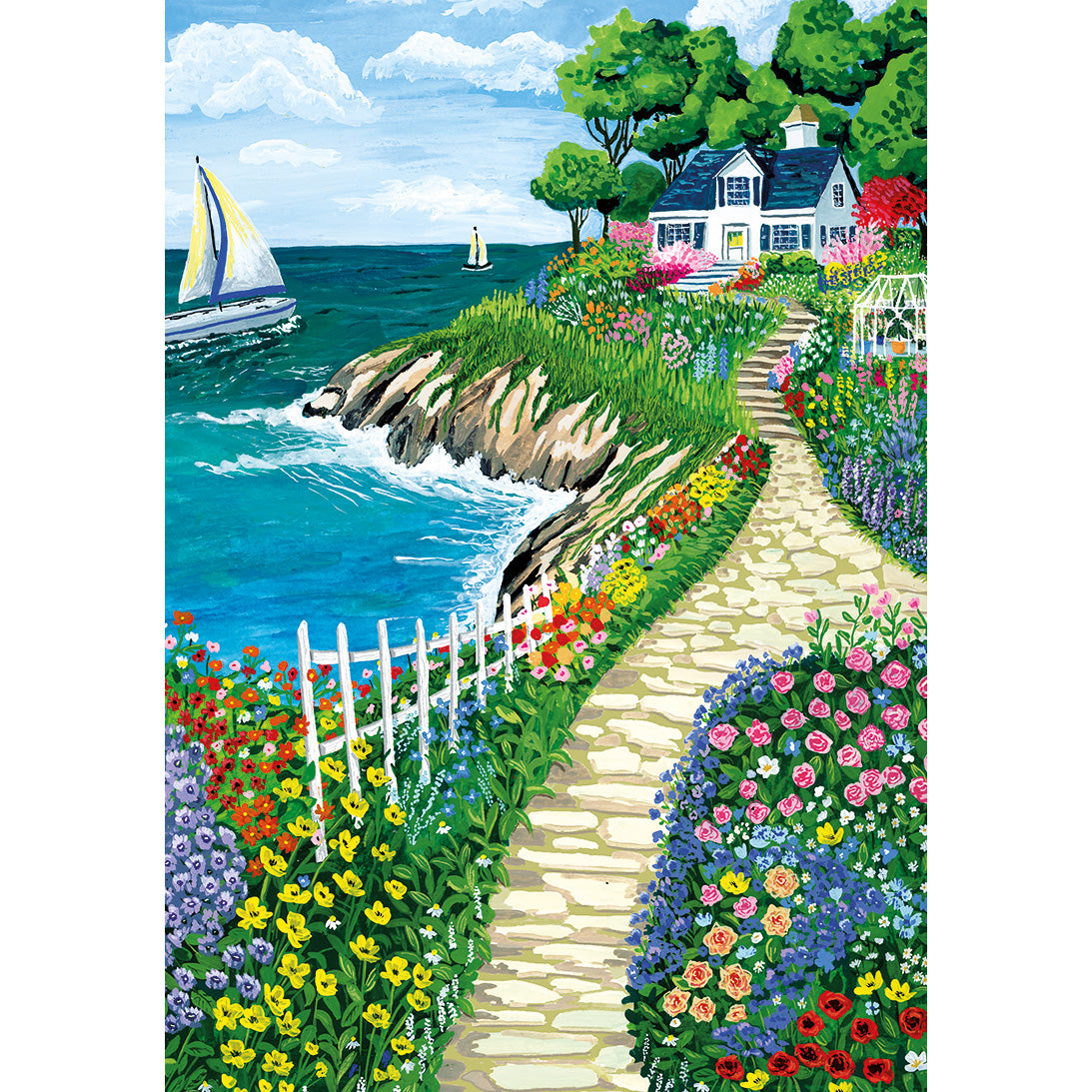 Gibsons Call of the Coast 3x500 Multi-box Gift Set Jigsaw Puzzles, the Poster of Cliffside Cottage 