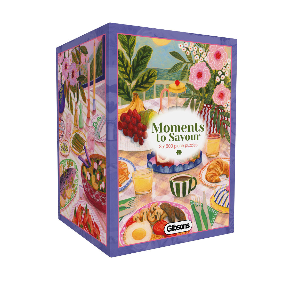 Gibsons Moments to Savour beautiful 3 x 500 Piece Jigsaw puzzle box