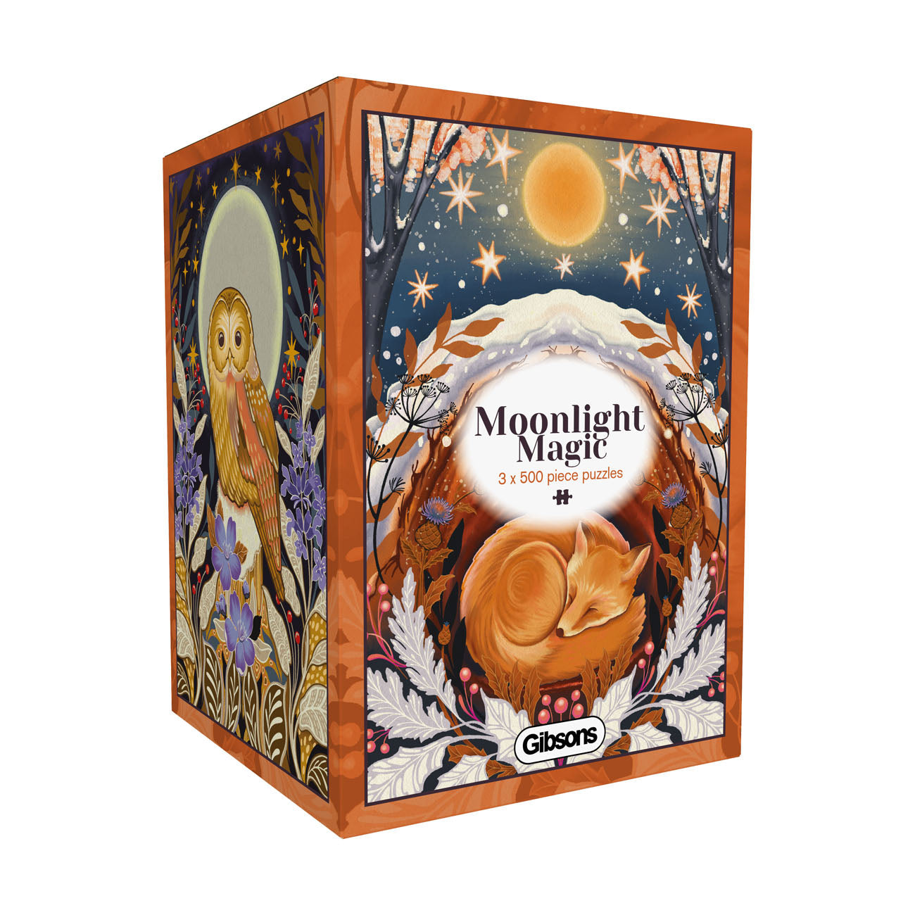 Gibsons 'Moonlight Magic' puzzle box with owl design on a white background