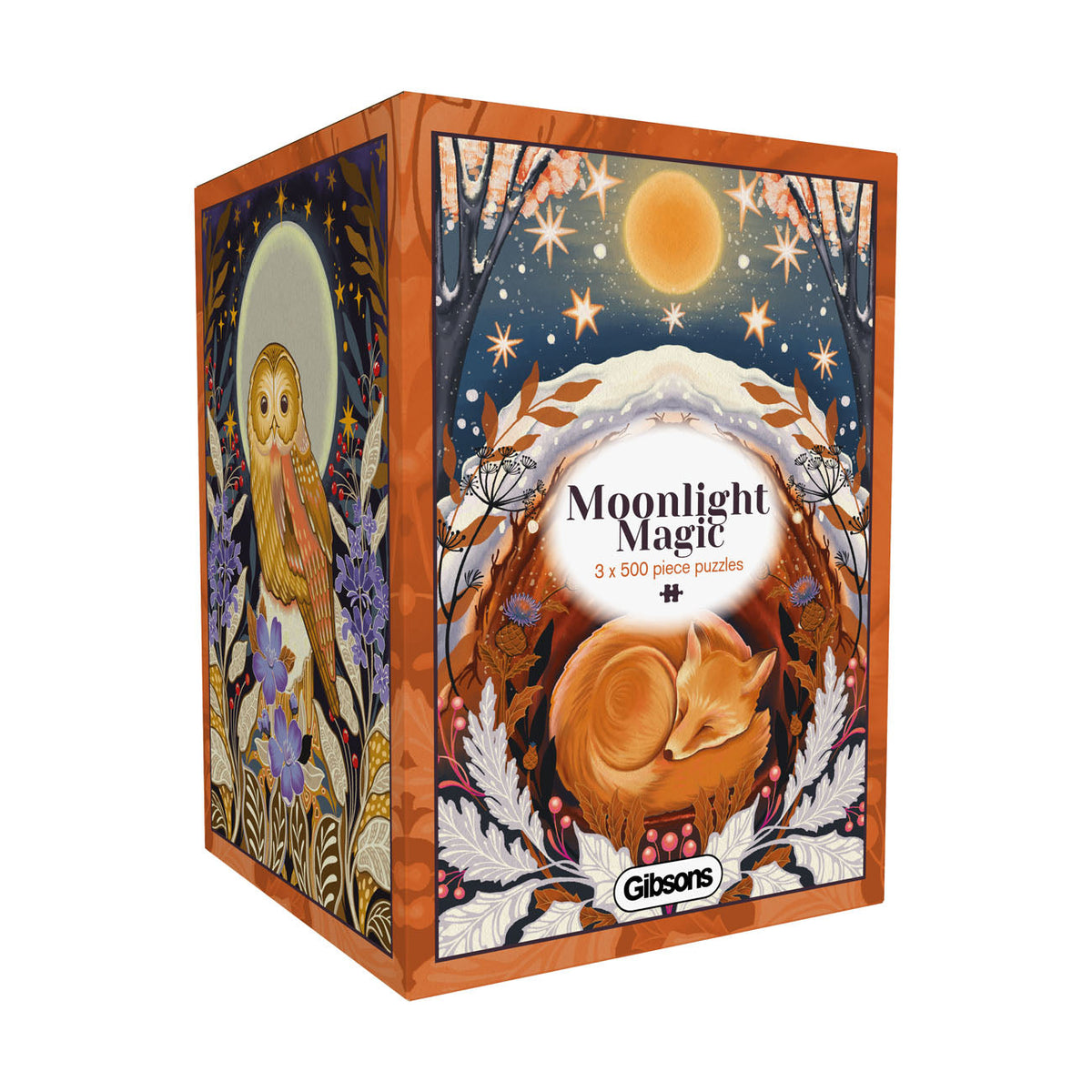 Gibsons 'Moonlight Magic' puzzle box with owl design on a white background