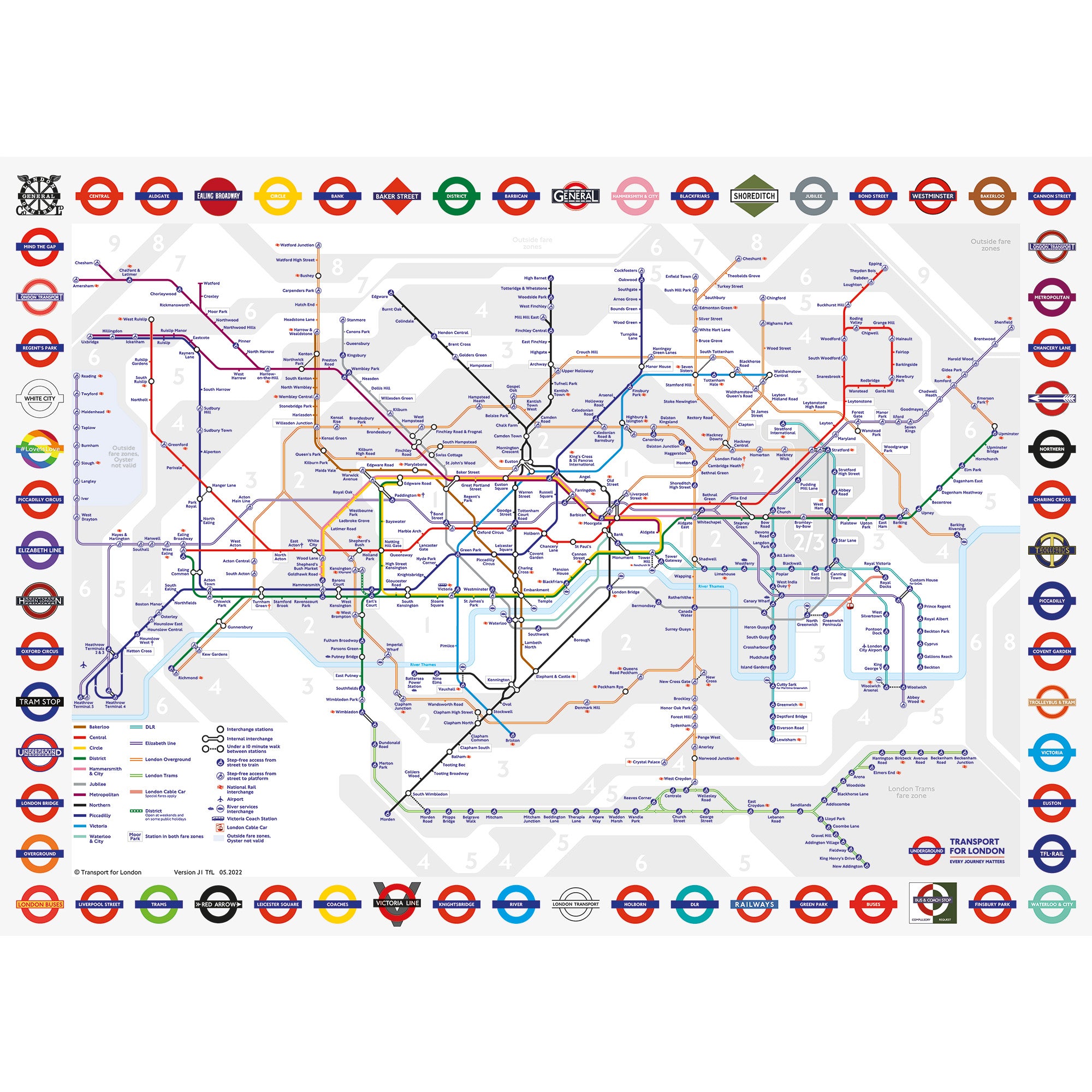 Jigsaw puzzle with a map of London's underground system on a white background - Poster