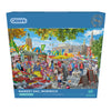 Gibsons puzzle box featuring a colorful market scene with people and stalls.