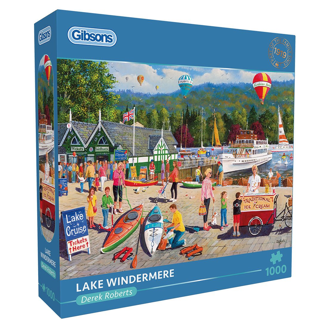 Gibsons Lake Windermere puzzle box with a colorful illustration of a lakeside scene.