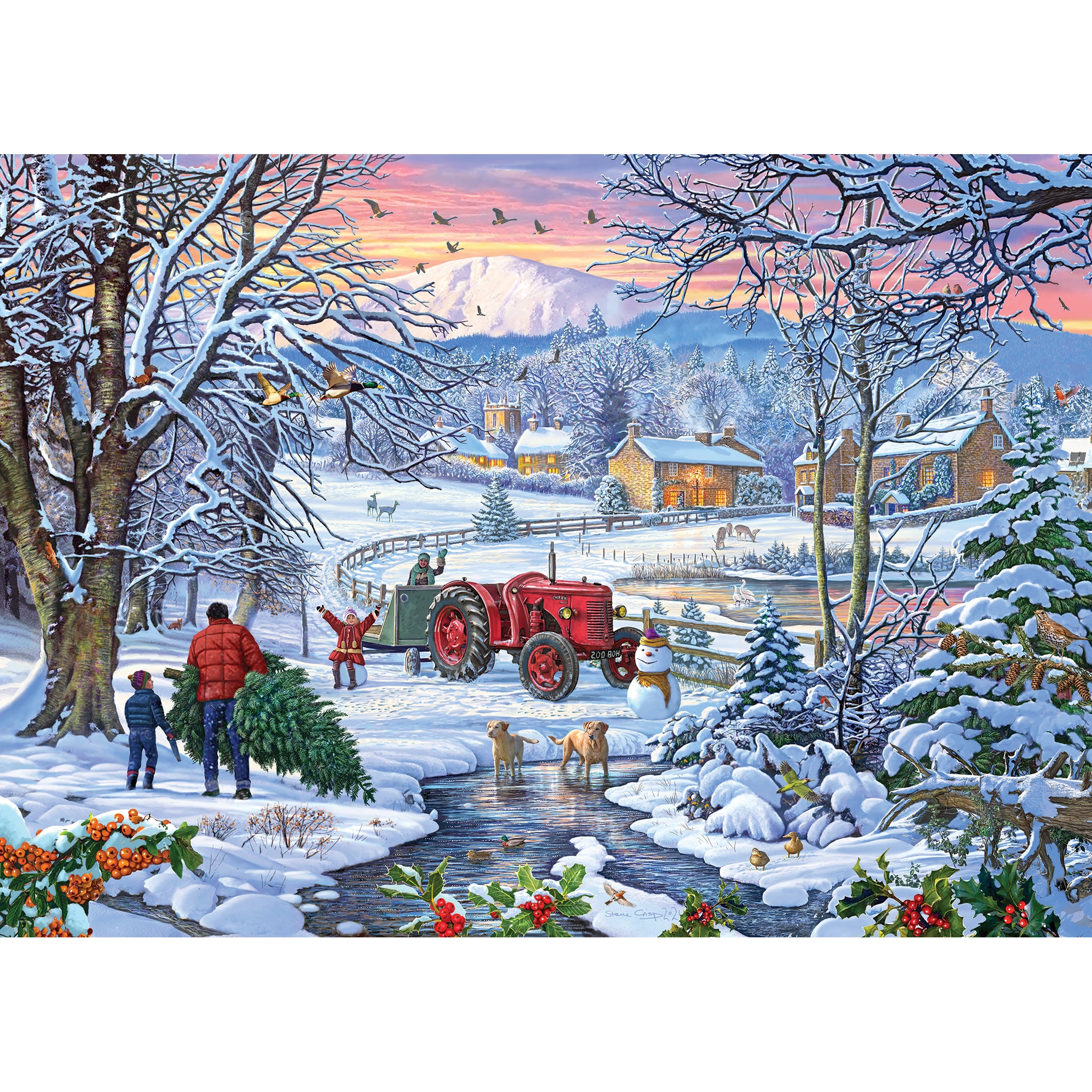 bringing home the tree 1000 piece christmas jigsaw puzzle