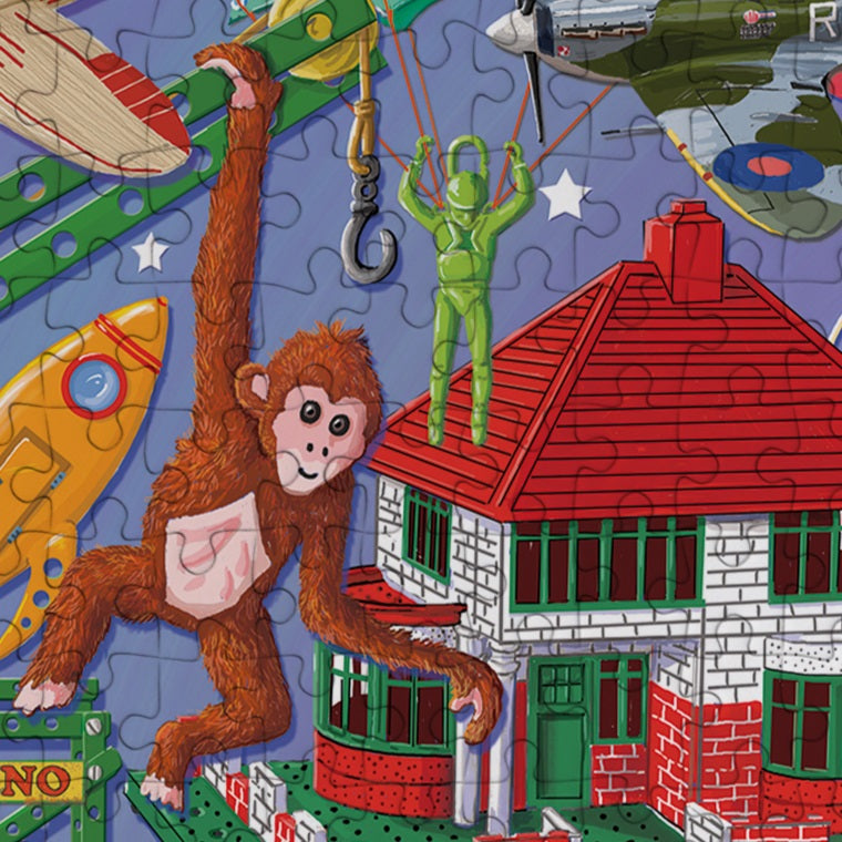 Detail of Monkey from Playtime Favourites 1000 Piece Jigsaw Puzzle Gibsons Janice Daughters