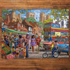 Gibsons York Market 1000 Piece jigsaw puzzle made up on wooden table