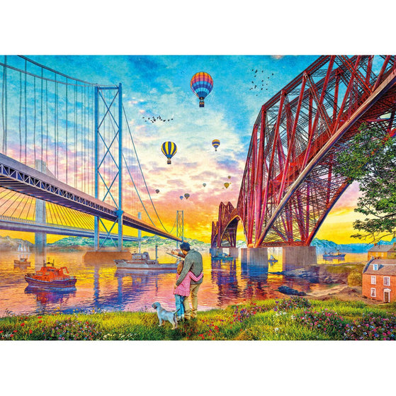 Gibsons 1000 Teile Puzzle „Three Bridges Crossing“ – Schottland-Motiv, Aus 100% Recyceltem Material