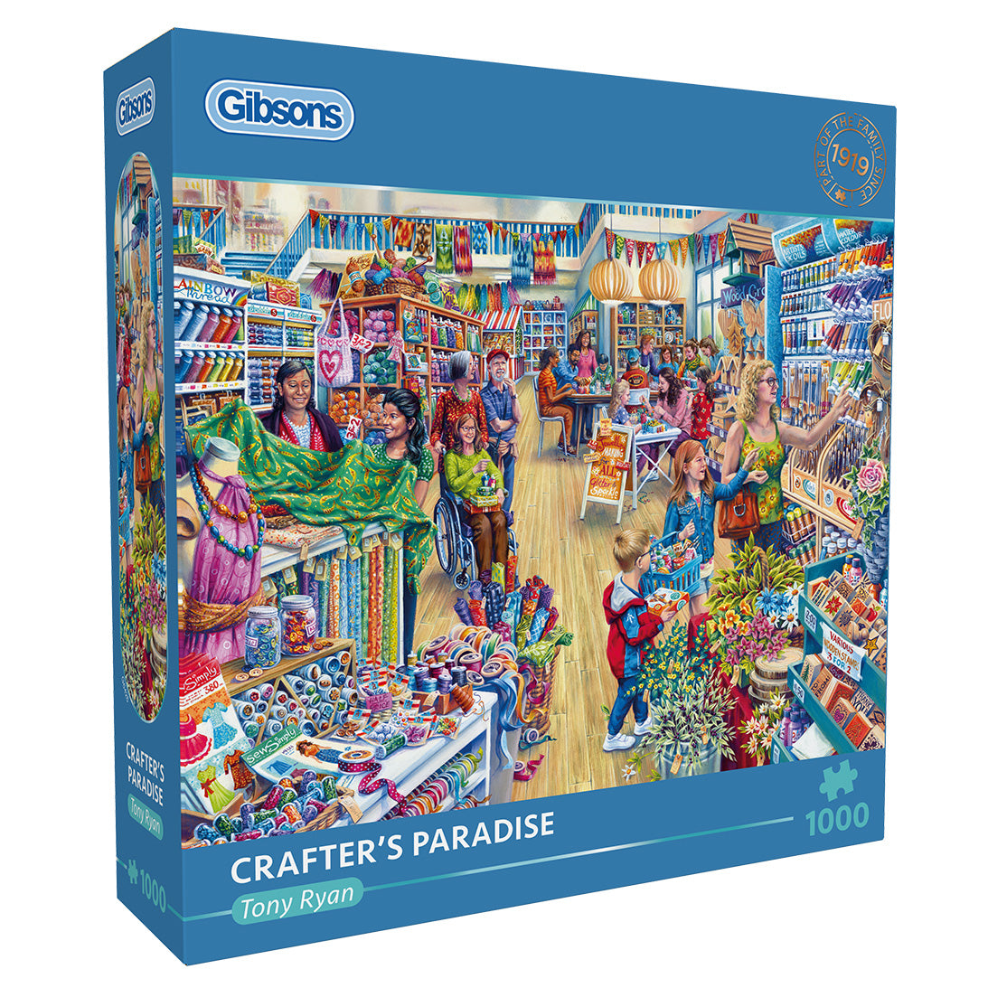 Gibsons Crafter's Paradise 1000 Piece Jigsaw Puzzle in blue retail box