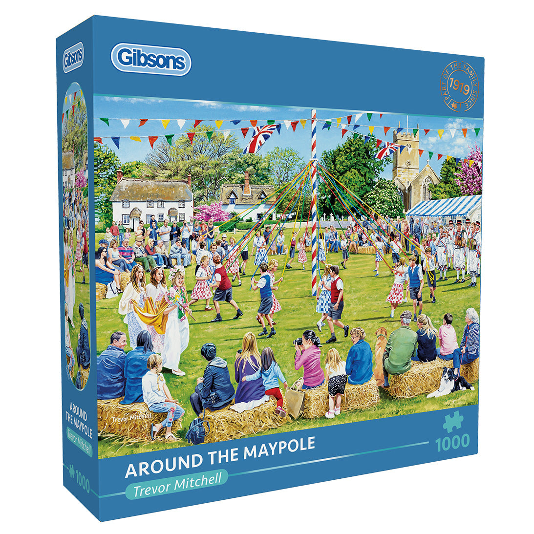 Gibsons Around the Maypole 1000 Piece Jigsaw puzzle in blue retail box