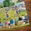 Gibsons Around the Maypole 1000 Piece Jigsaw puzzle made up detail on wooden table