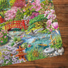 Gibsons The Japanese Garden 1000 Piece Jigsaw Puzzle made up detail on wooden table