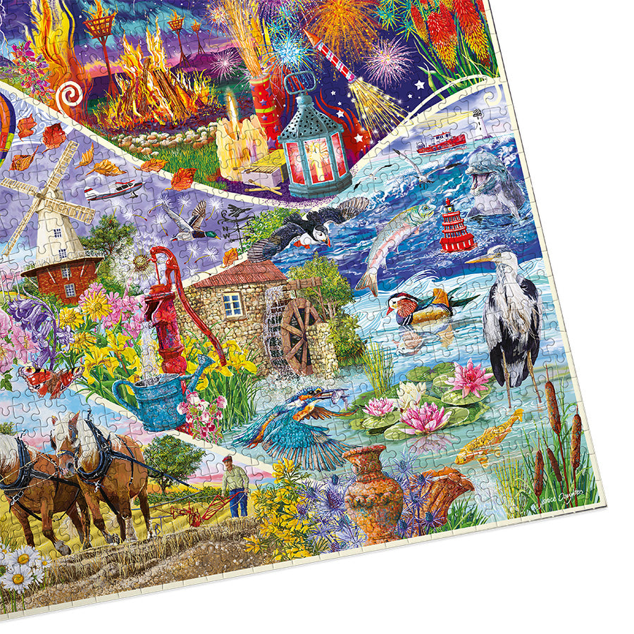 Gibsons Elemental 1000 Piece Jigsaw Puzzle made up detail on white background