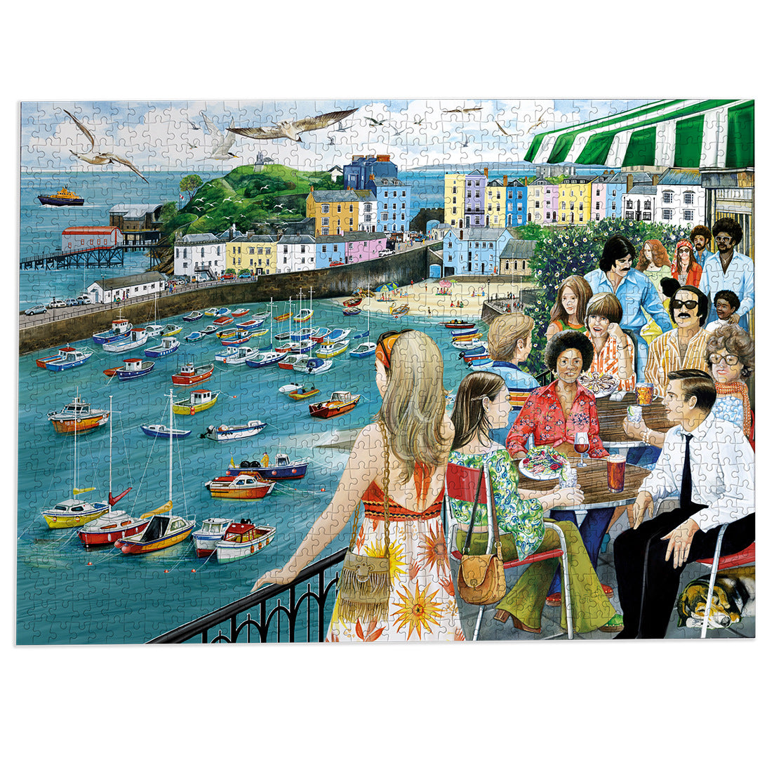 Dining at Tenby 1000 Piece Jigsaw Puzzle by Gibsons made up on white background