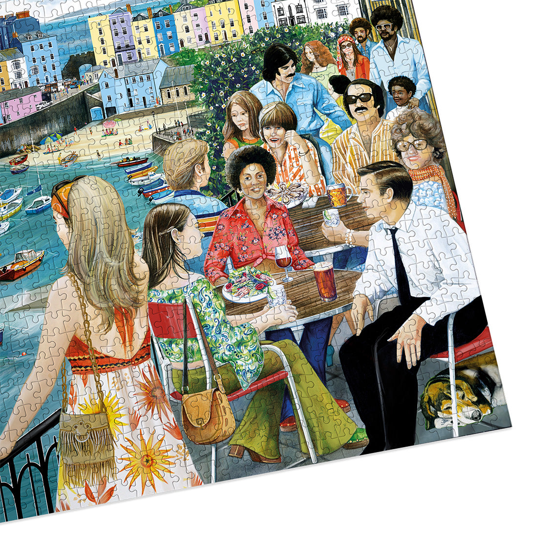Dining at Tenby 1000 Piece Jigsaw Puzzle by Gibsons made up on white background cropped