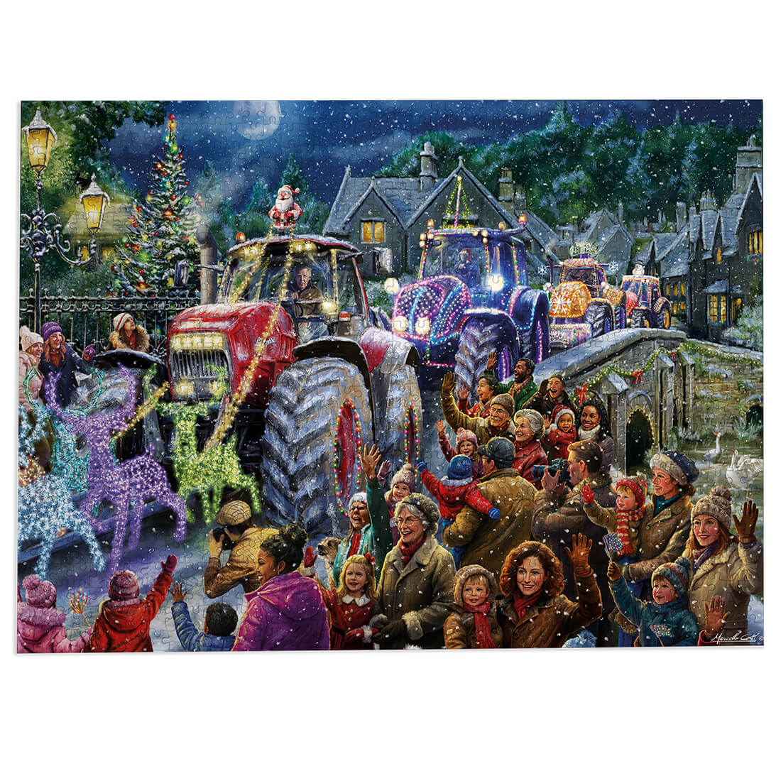 Gibsons Farmer Christmas 1000 Piece Jigsaw Puzzle for Adults made up on white background