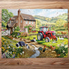 Gibsons Macneil Farm 1000 Piece Jigsaw Puzzle made up on wooden table