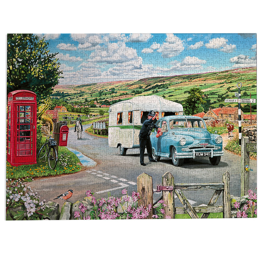 Gibsons Which Way to the Campsite 1000 Piece Jigsaw Puzzle made up on white background