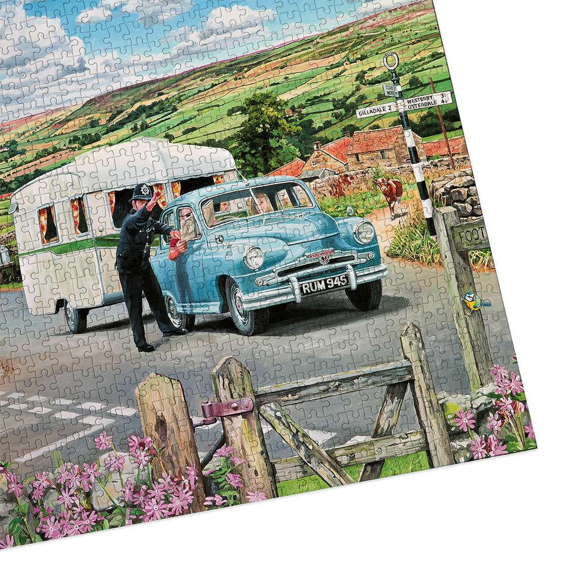 Gibsons Which Way to the Campsite 1000 Piece Jigsaw Puzzle made up detail on white background