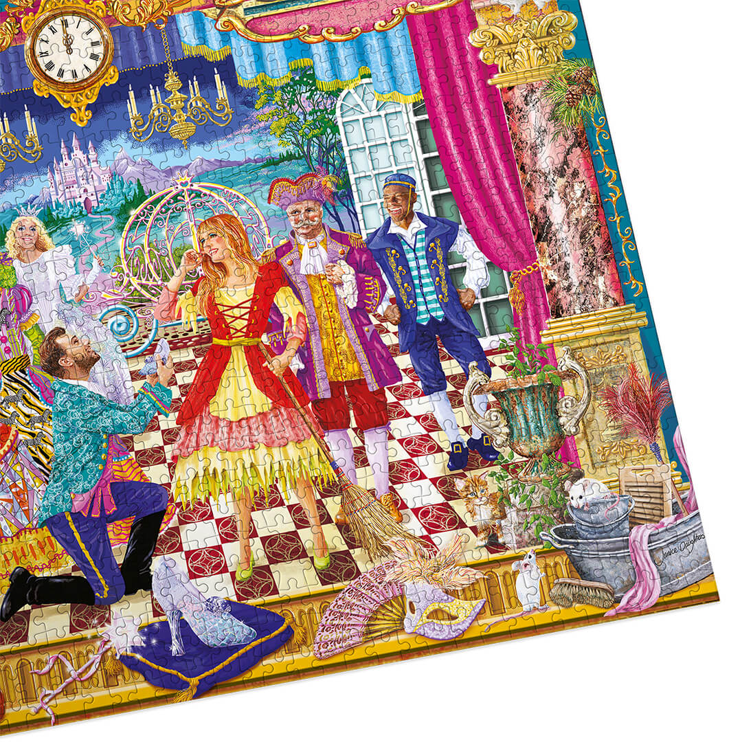 Gibsons The Glass Slipper 1000 piece jigsaw puzzle for adults made up detail on white background