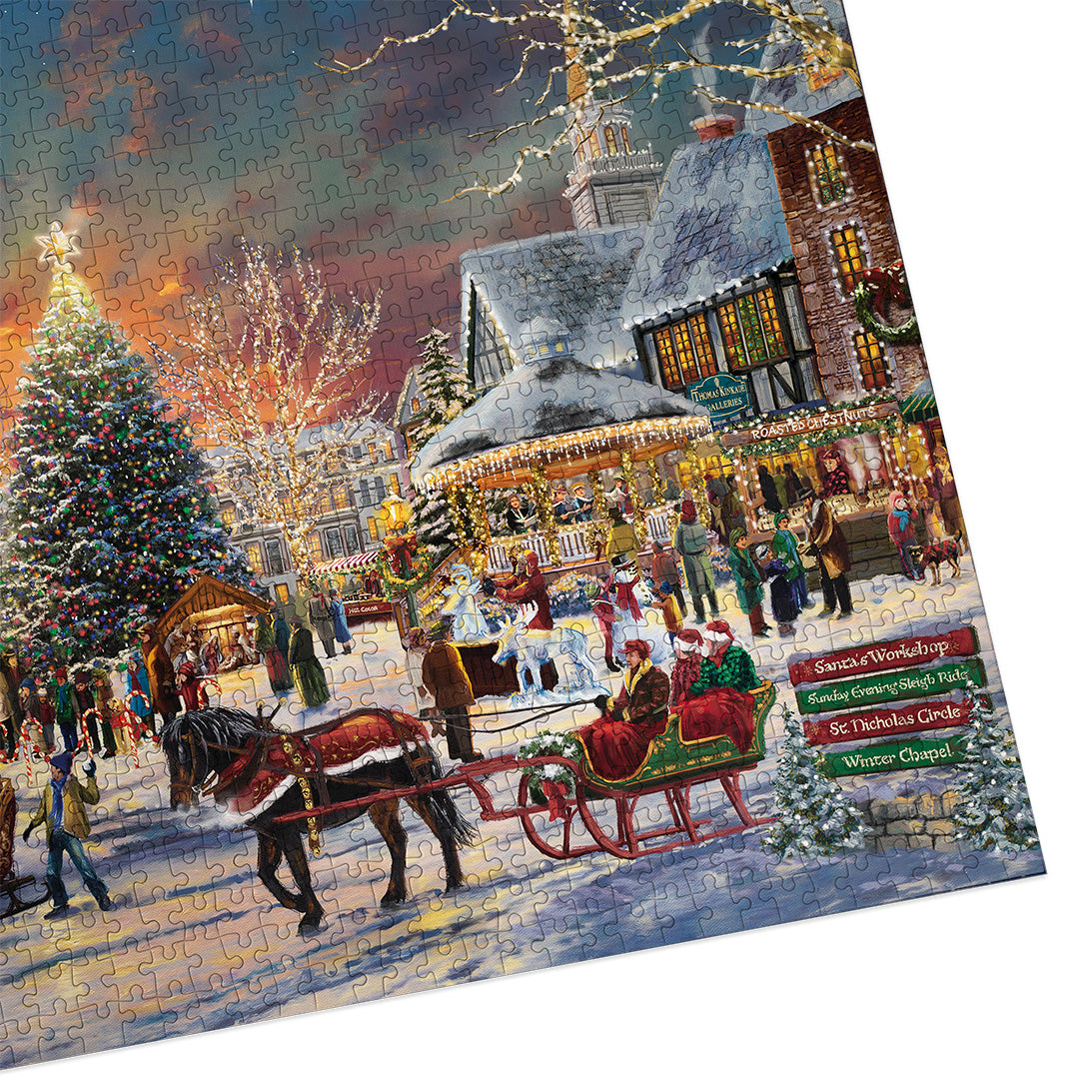 Gibsons The Christmas Festival 1000 piece jigsaw puzzle for adults made up detail on white background