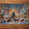Gibsons The Christmas Festival 1000 piece jigsaw puzzle for adults made up on wooden table