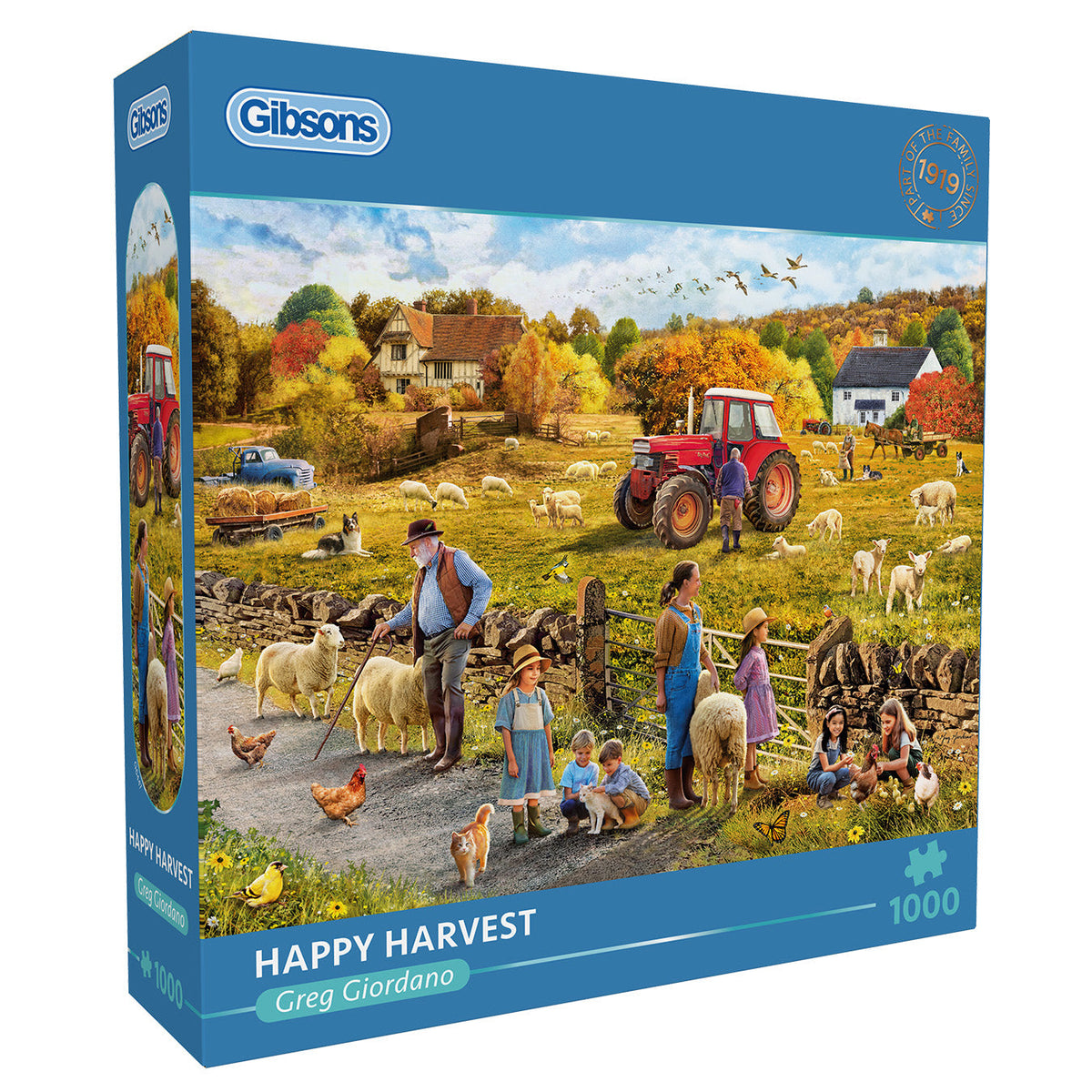 Gibsons Happy Harvest 1000 piece jigsaw puzzles for Adults in blue retail box