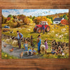 Gibsons Happy Harvest 1000 piece jigsaw puzzles for Adults made up on wooden table