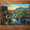 Gibsons Grasmere by Twilight 1000 Piece Jigsaw Puzzle for Adults made up on wooden table