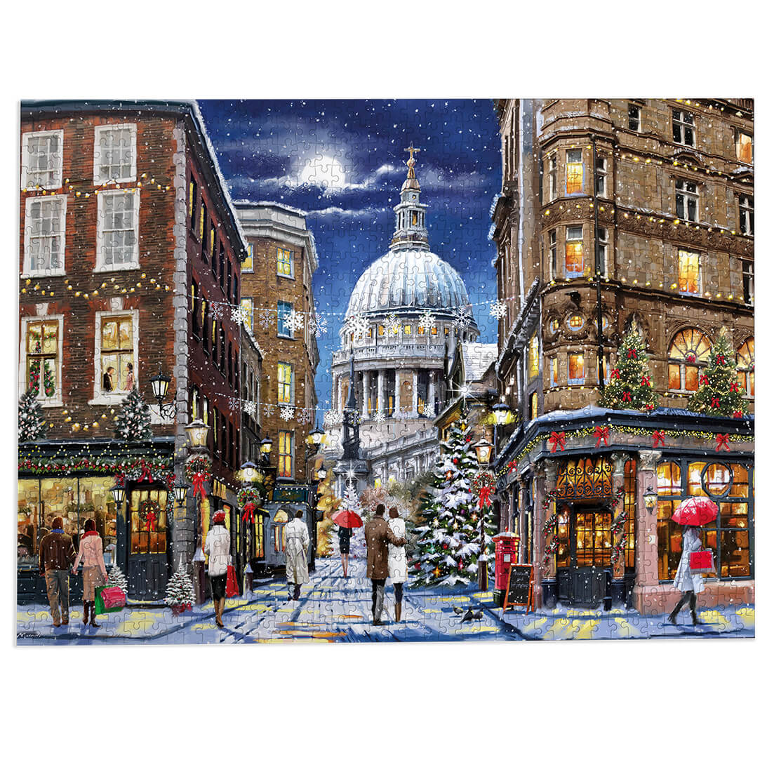 Gibsons St Paul's at Christmas 1000 piece jigsaw puzzle for adults made up on white background