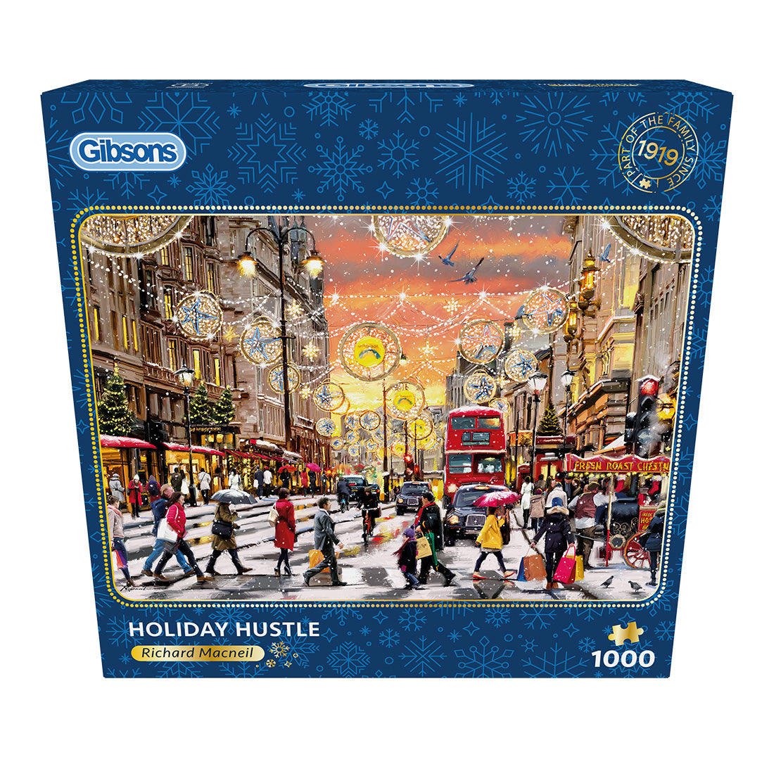 Gibsons Holiday Hustle 1000 Piece Jigsaw Puzzle for Adults in blue special box