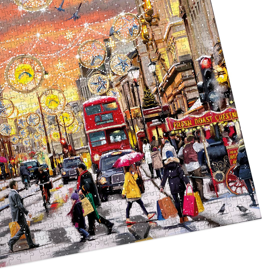 Gibsons Holiday Hustle 1000 Piece Jigsaw Puzzle for Adults made up detail corner on white background