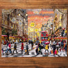 Gibsons Holiday Hustle 1000 Piece Jigsaw Puzzle for Adults made up on wooden table