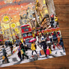 Gibsons Holiday Hustle 1000 Piece Jigsaw Puzzle for Adults made up detail on wooden table