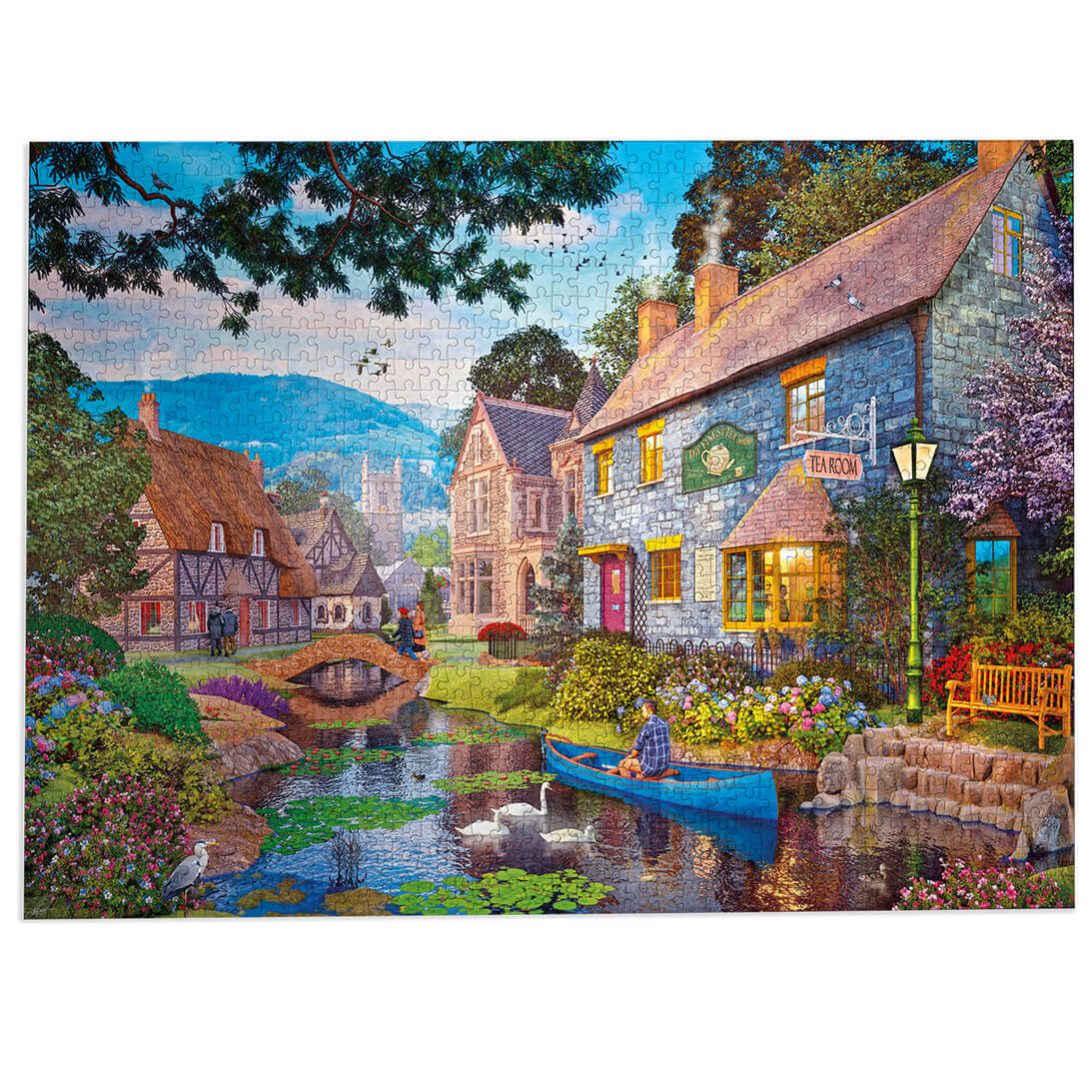 Gibsons Tea on the river 1000 piece jigsaw puzzle for Adults made up on white background