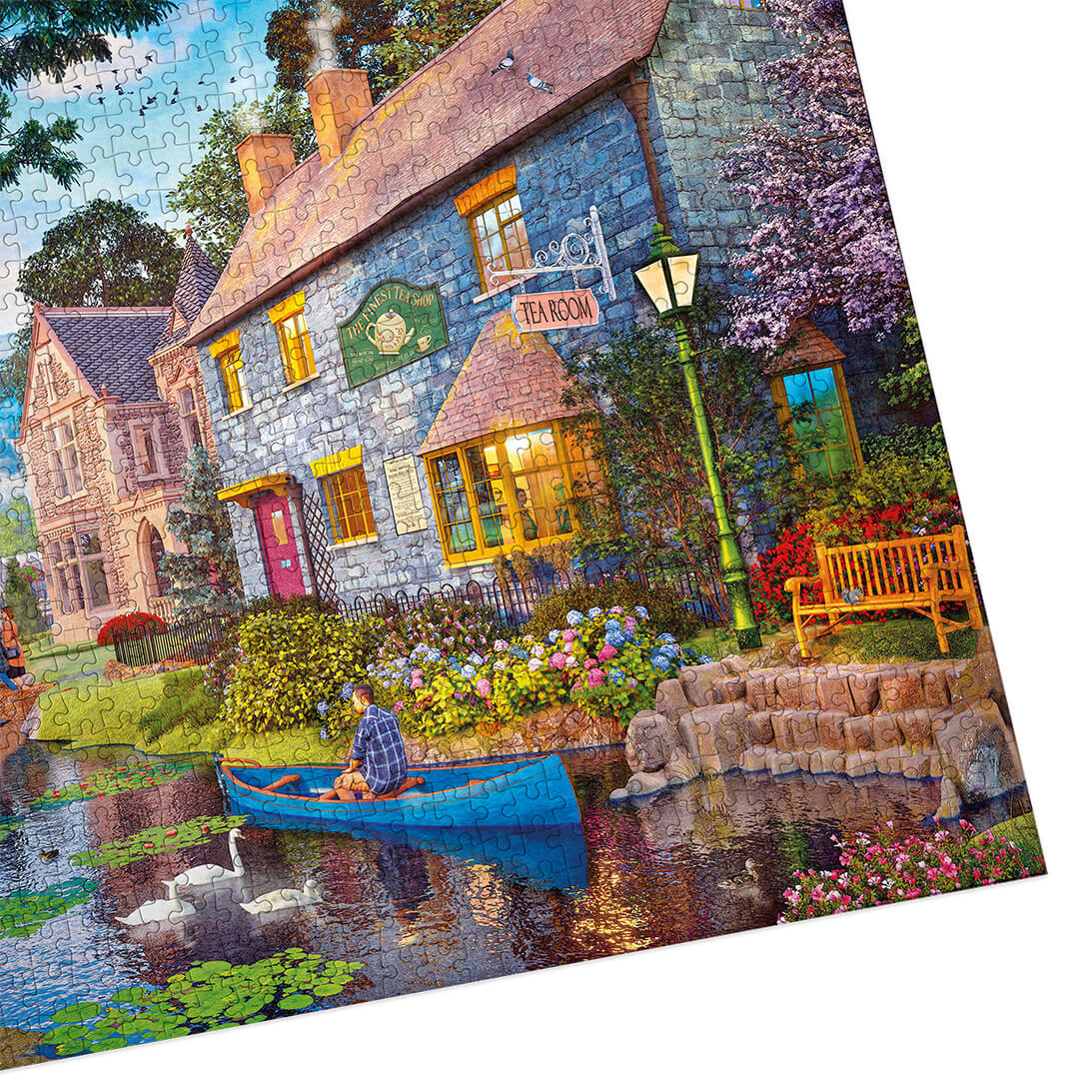Gibsons Tea on the river 1000 piece jigsaw puzzle for Adults made up detail on white background