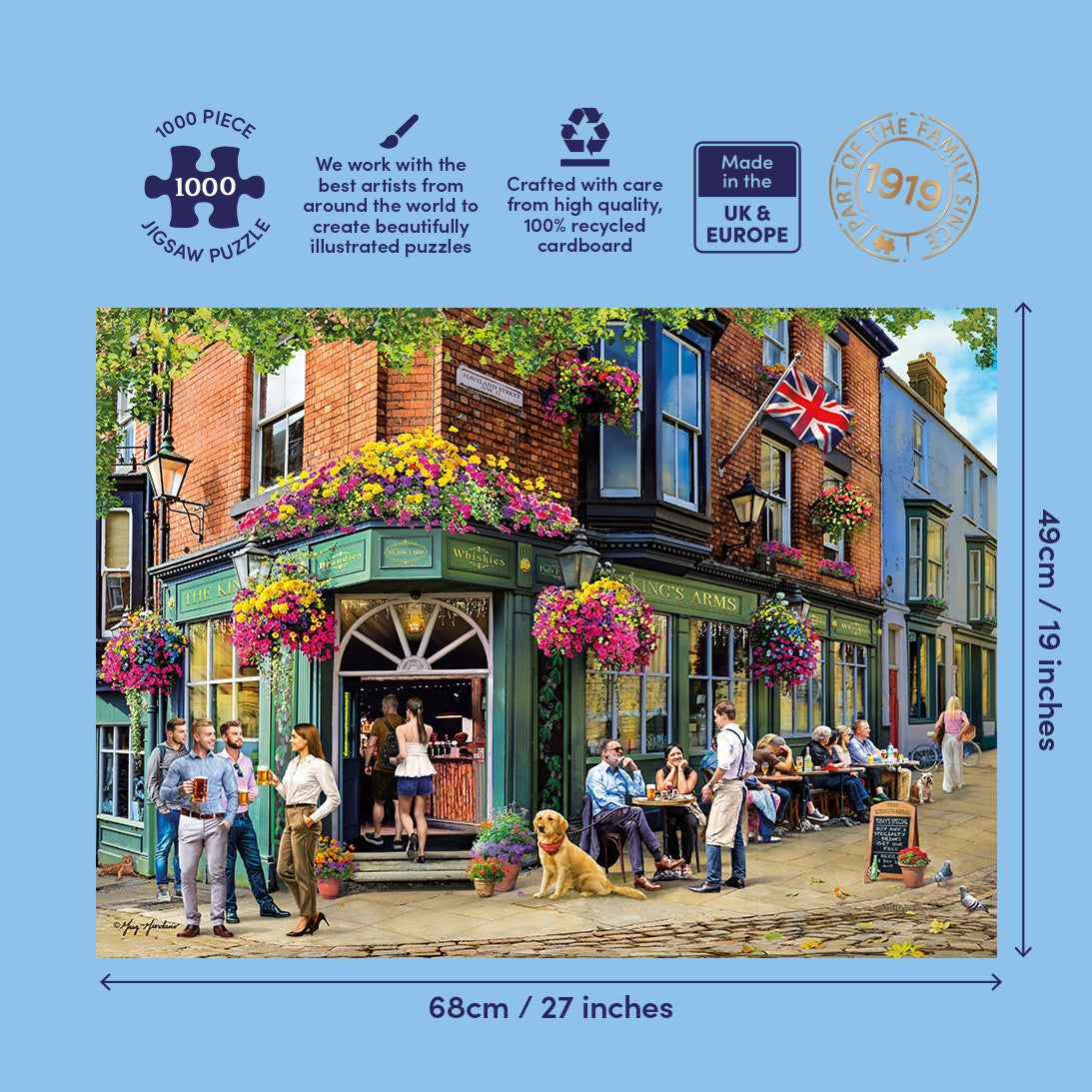 Gibsons The King's Arms 1000 piece jigsaw puzzle for adults with measurements