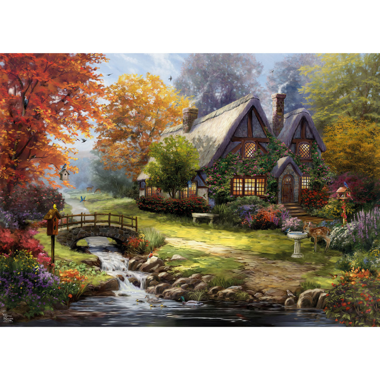 Gibsons Birdsong Cottage by Thomas Kinkade Studios 1000 Piece Jigsaw Puzzle for Adults - Poster