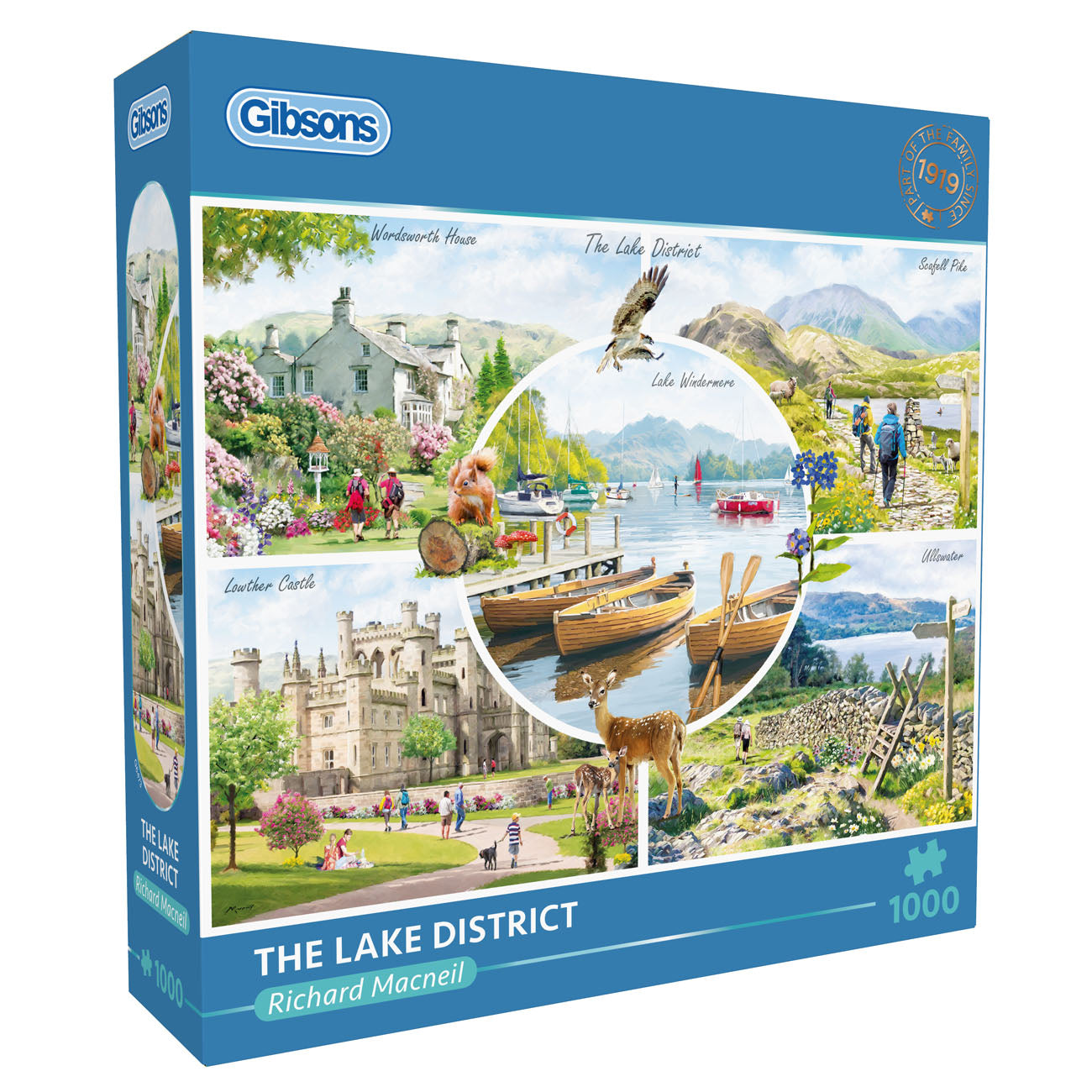 Gibsons The Lake District 1000 Piece Jigsaw puzzle for adults in blue retail box packaging