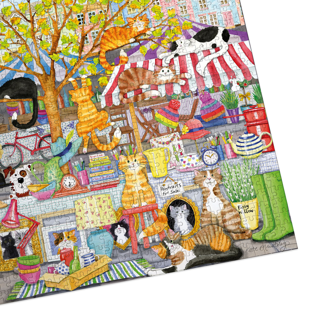 Colorful puzzle with various cats in different settings