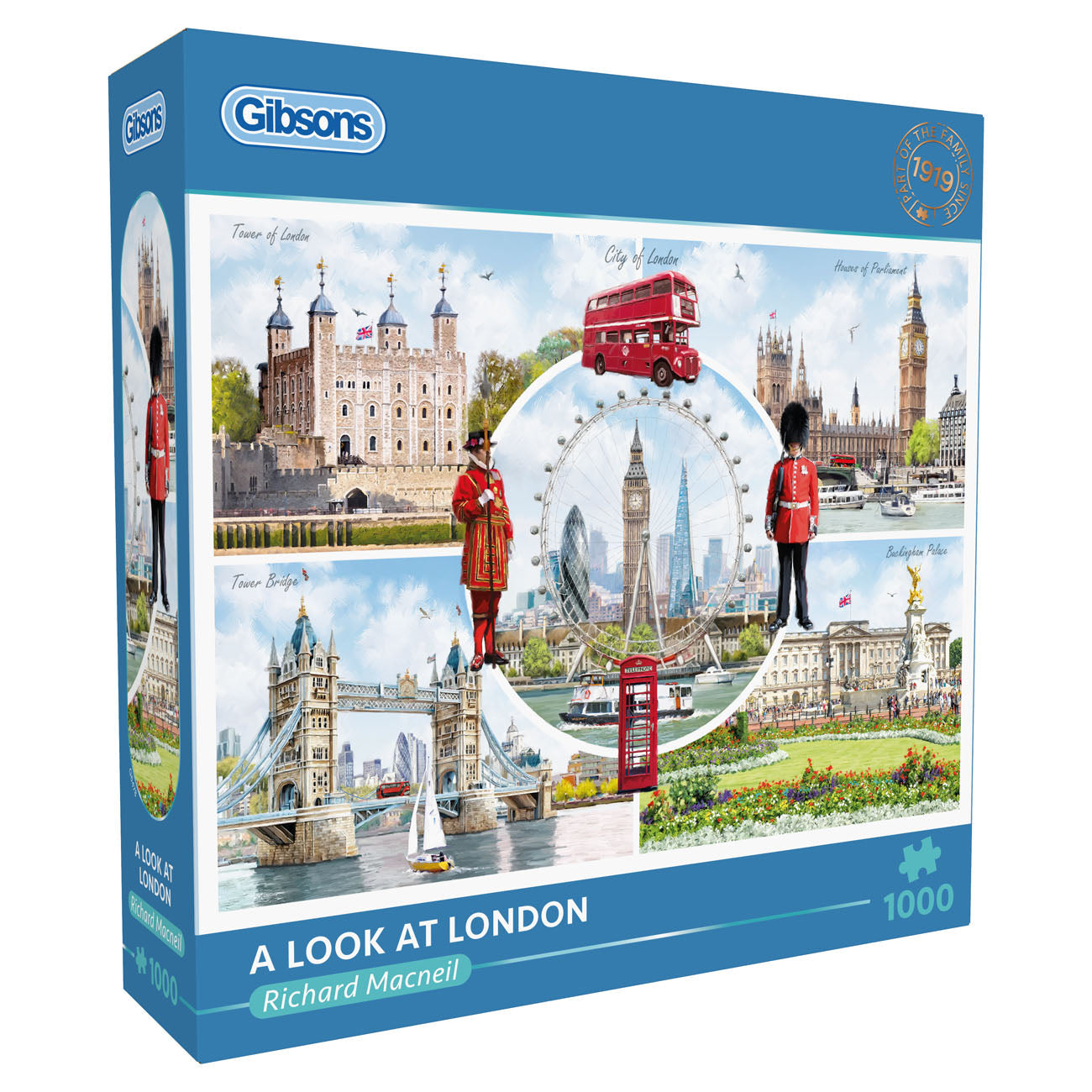 Gibsons blue puzzle box featuring London landmarks
