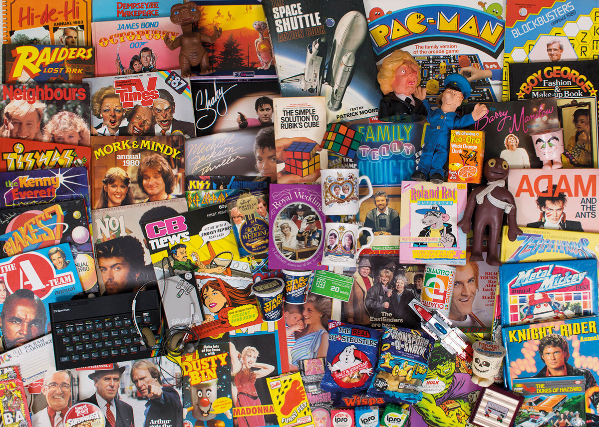 Collage of vintage posters and memorabilia from various TV shows and movies.