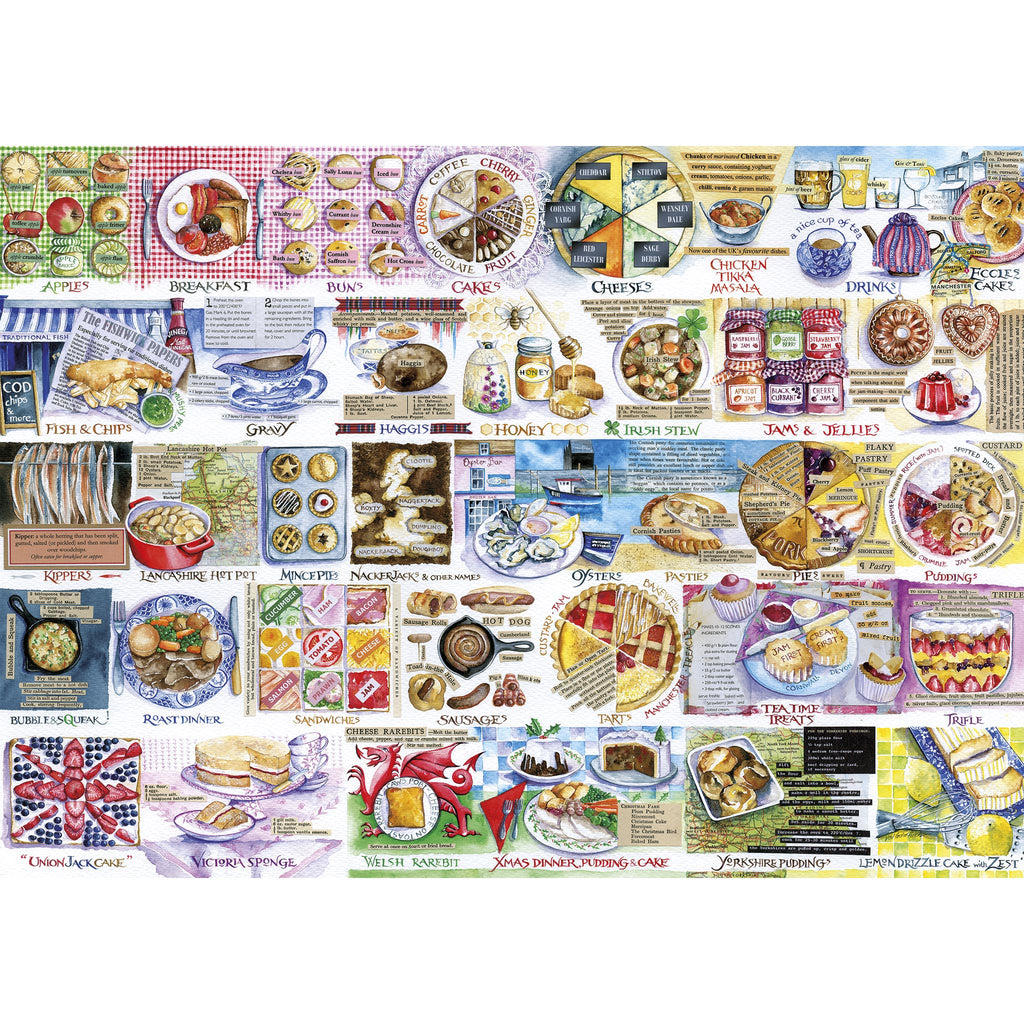 Pork Pies and Puddings 1000 piece jigsaw puzzle for adults from Gibsons