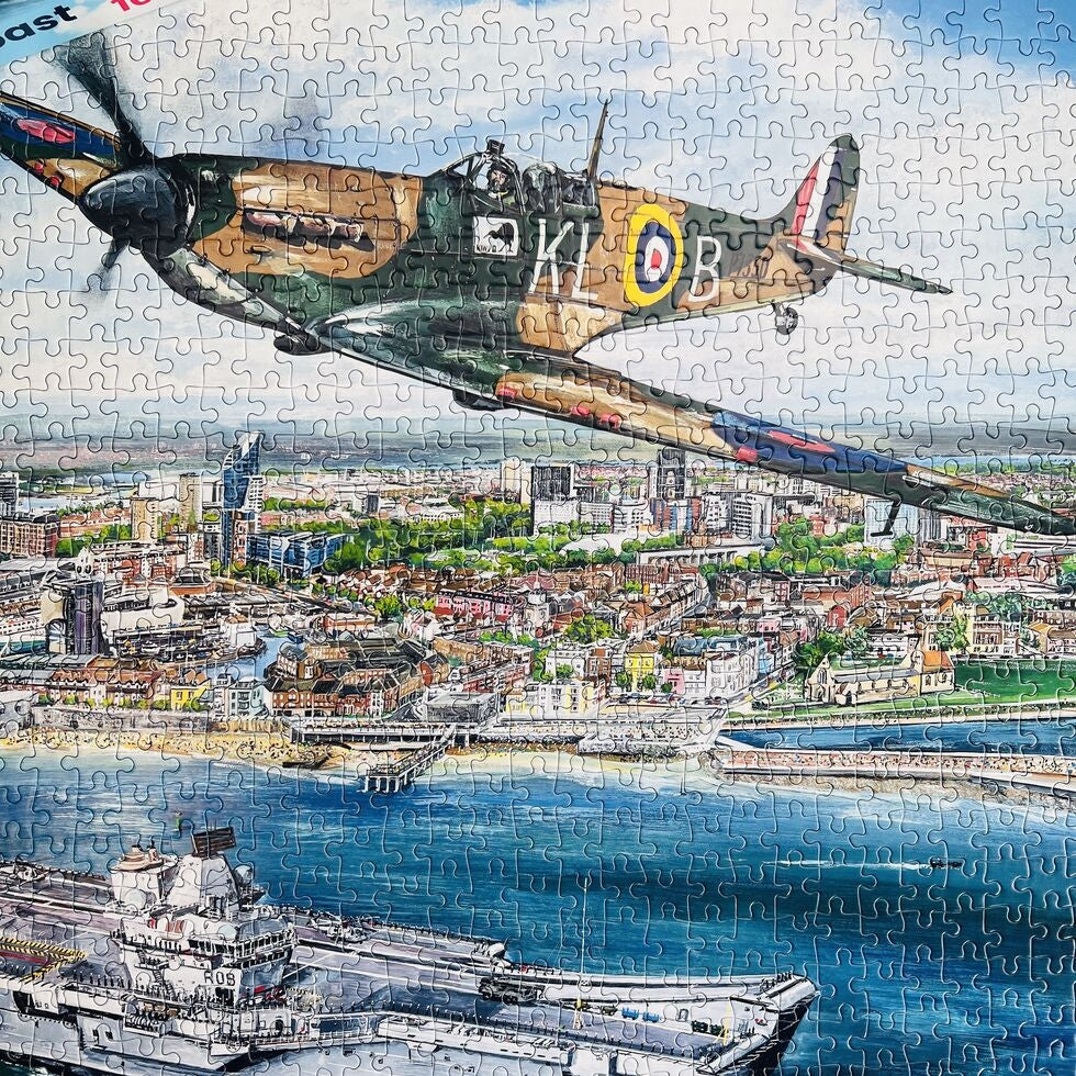 Portsmouth Flypast 1000 piece jigsaw puzzle made up detail of plane