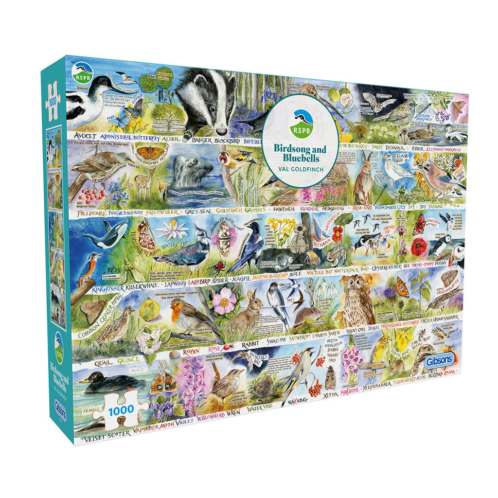 RSPB Birdsong & Bluebells 1000 Piece Jigsaw Puzzle by Gibsons in Special retail box