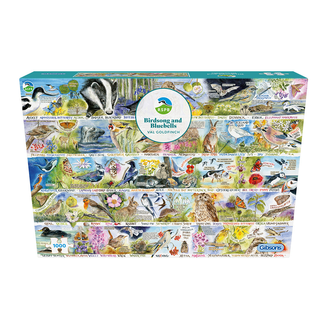 RSPB Birdsong & Bluebells 1000 Piece Jigsaw Puzzle by Gibsons in Special retail box front view