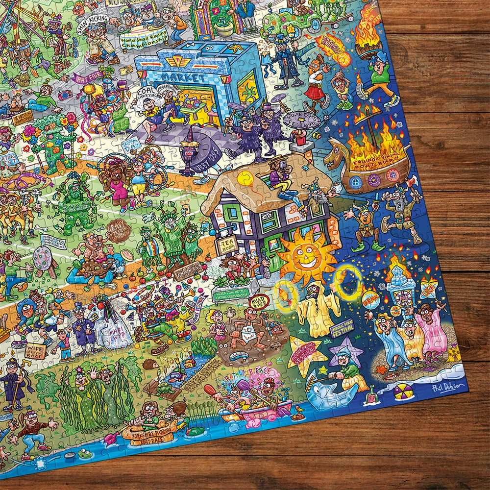 Corner detail of the Jokesaws: Barmy Britain 1000 Piece Jigsaw Puzzle Gibsons