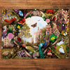 Haddon Hall 1000 Piece Jigsaw Puzzle by Gibsons made up on wooden table